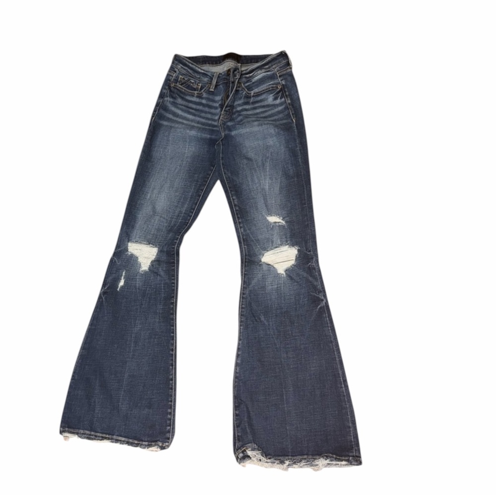 BKE Black Label Distressed Flare Jeans in Blue